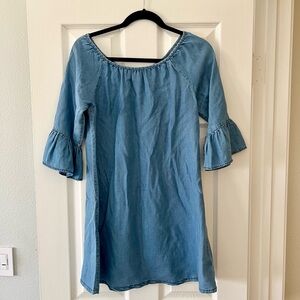 Want and Need blue chambray bell sleeve girly tunic dress size XS